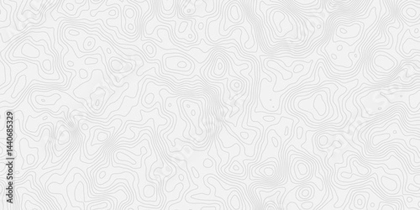Obraz topographic white and grey light wave line topo map contour modern design white background. Wavy topography geography design map, texture, line, adventure, mountain,  vector illustration.