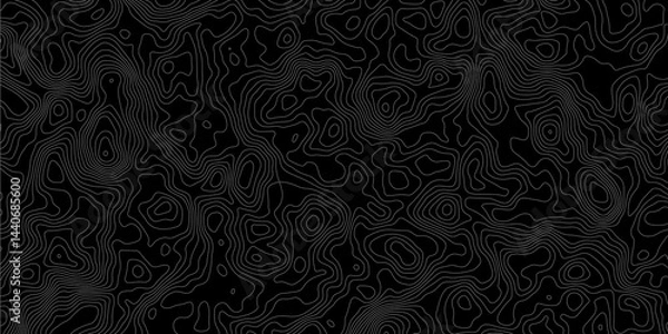 Fototapeta contour topographic wave nature curve geography outline technology map shape terrain black background.  
