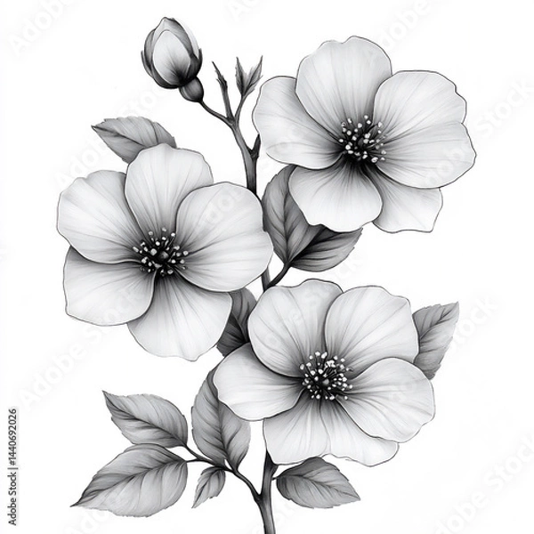 Fototapeta minimal grapevine blossom line,