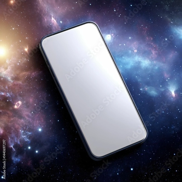 Fototapeta mobile case mockup Galaxy Universe Smartphone Case Mockup – Cosmic Photorealistic Product Presentation, Ai generate..
