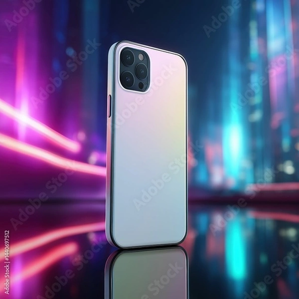 Fototapeta mobile case mockup Neon Cyberpunk Smartphone Case Mockup – Futuristic Photorealistic Product Presentation, Ai generate