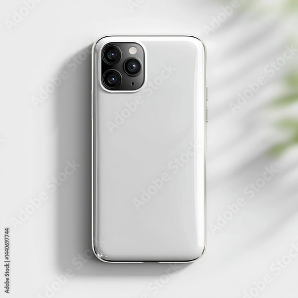 Obraz mobile case mockup Minimal White Mood Smartphone Case Mockup – Clean Photorealistic Product Presentation, Ai generate