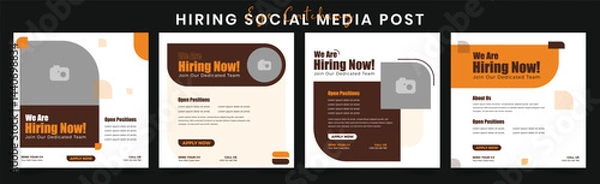 Fototapeta We Are Hiring Editable Social Media Post for Job Openings Recruitment and Employment Campaigns Ideal for Businesses to Advertise Career Opportunities on Instagram Facebook LinkedIn and Other Platforms