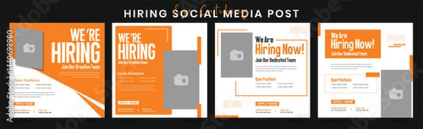 Fototapeta We Are Hiring Editable Social Media Post for Job Openings Recruitment and Employment Campaigns Ideal for Businesses to Advertise Career Opportunities on Instagram Facebook LinkedIn and Other Platforms