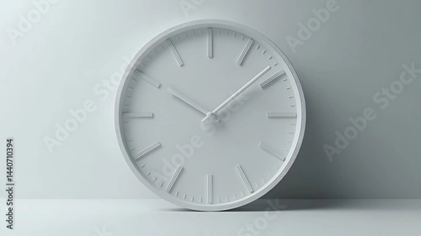 Fototapeta Simple white clock against a minimalist backdrop.