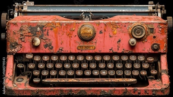 Fototapeta Rusty antique typewriter in a close-up view.