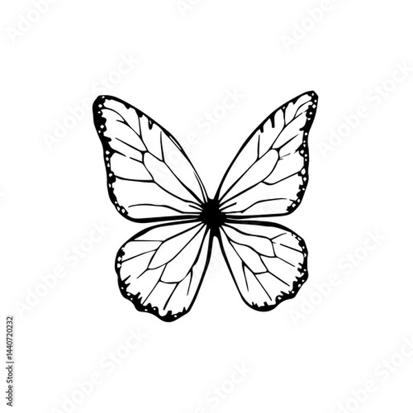 Fototapeta Graphic black and white butterfly wings illustration with copy space
