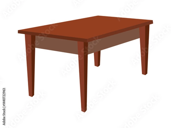 Fototapeta Wooden rectangular table with four angled legs in a simple 3d style design