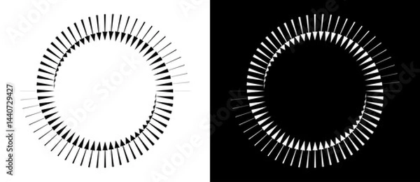 Fototapeta Spiral with lines as dynamic abstract vector background or logo or icon. Yin and Yang symbol. Black spiral on white background and white spiral on black background.
