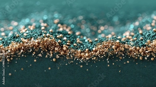 Fototapeta Bright abstract blue glitter background with bokeh lights perfect for events, parties, and festive occasions featuring space for custom text