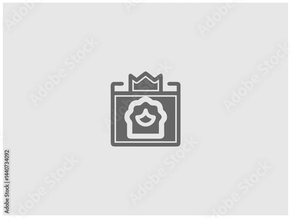 Obraz Simple, grayscale vector graphic of a stylized banner or icon.