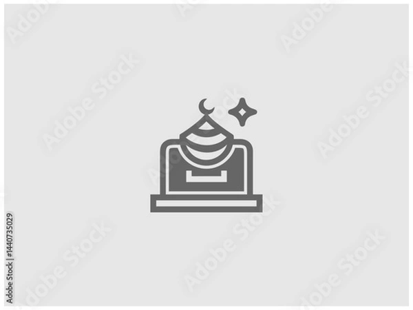 Obraz Simple, grayscale vector graphic of a stylized banner or icon.
