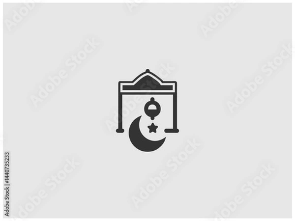 Obraz Simple, grayscale vector graphic of a stylized banner or icon.