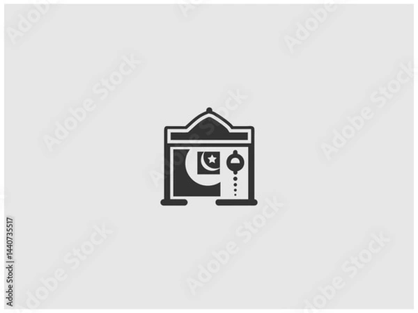 Obraz Simple, grayscale vector graphic of a stylized banner or icon.