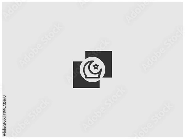 Obraz Simple, grayscale vector graphic of a stylized banner or icon.