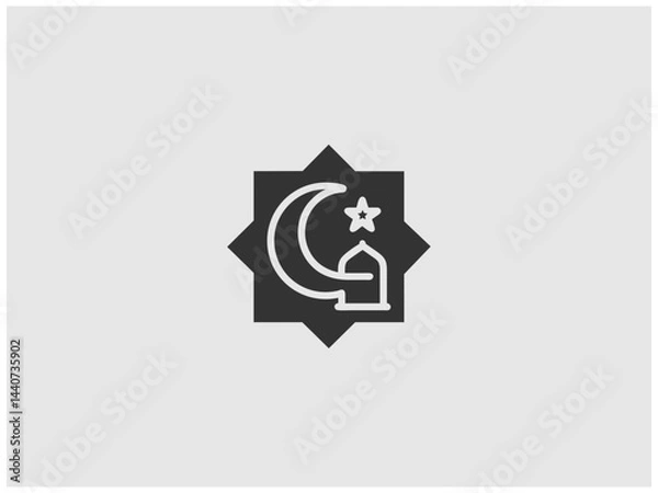 Obraz Simple, grayscale vector graphic of a stylized banner or icon.