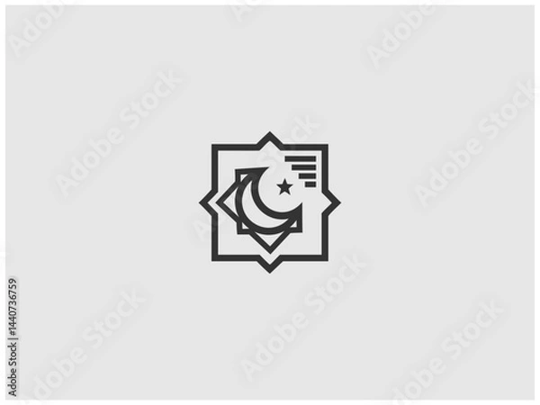 Obraz Simple, grayscale vector graphic of a stylized banner or icon.