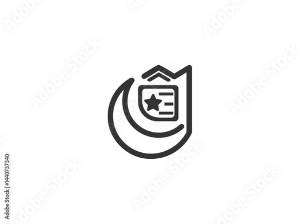 Obraz Simple, grayscale vector graphic of a stylized banner or icon.