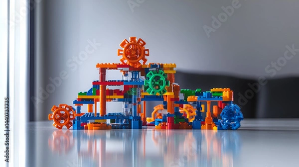 Obraz Colorful building blocks create imaginative structures, promoting creativity and play for children of all ages.
