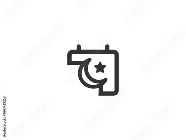 Obraz Simple, grayscale vector graphic of a stylized banner or icon.