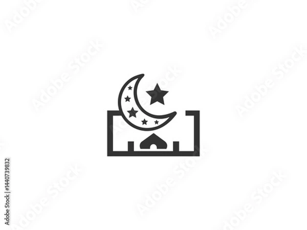 Obraz Simple, grayscale vector graphic of a stylized banner or icon.