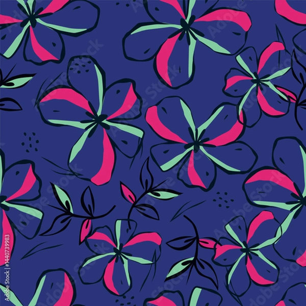 Fototapeta Amazing seamless floral pattern with bright colorful small flowers