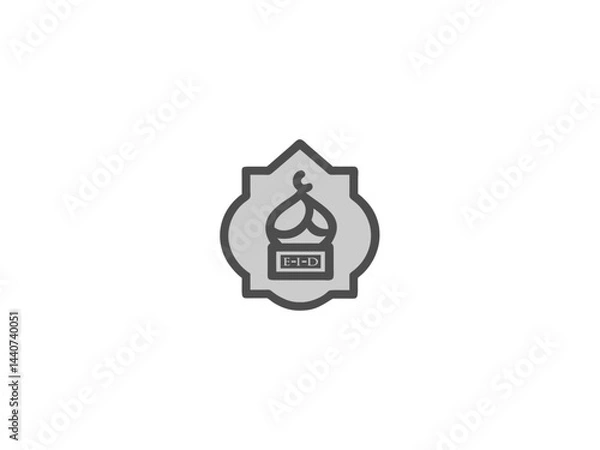 Obraz Simple, grayscale vector graphic of a stylized banner or icon.