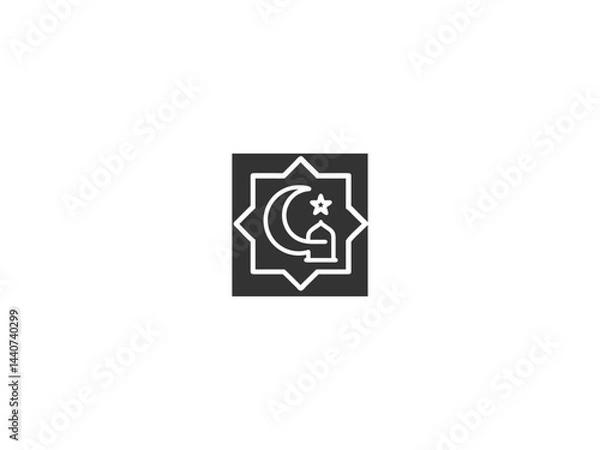 Obraz Simple, grayscale vector graphic of a stylized banner or icon.