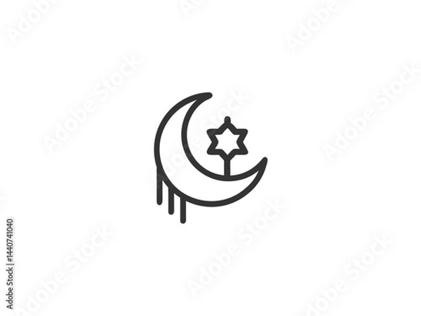 Obraz Simple, grayscale vector graphic of a stylized banner or icon.