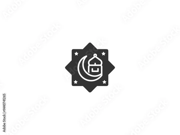 Obraz Simple, grayscale vector graphic of a stylized banner or icon.