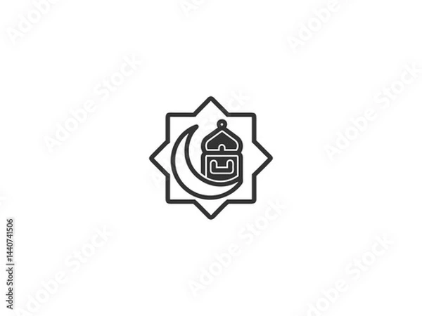 Obraz Simple, grayscale vector graphic of a stylized banner or icon.