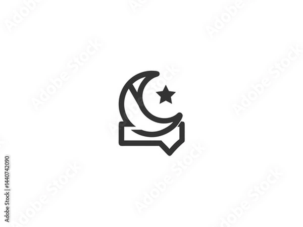 Obraz Simple, grayscale vector graphic of a stylized banner or icon.