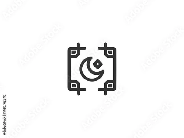 Obraz Simple, grayscale vector graphic of a stylized banner or icon.