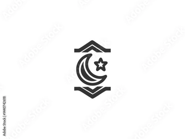 Obraz Simple, grayscale vector graphic of a stylized banner or icon.