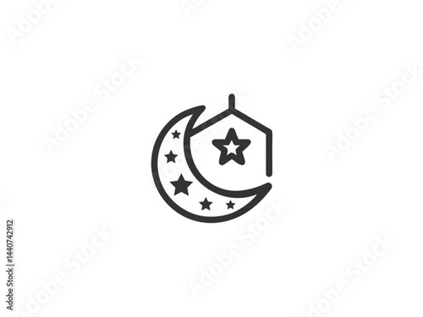 Obraz Simple, grayscale vector graphic of a stylized banner or icon.