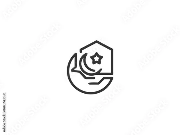 Obraz Simple, grayscale vector graphic of a stylized banner or icon.