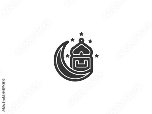 Obraz Simple, grayscale vector graphic of a stylized banner or icon.