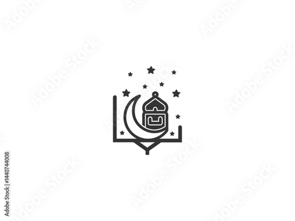 Obraz Simple, grayscale vector graphic of a stylized banner or icon.