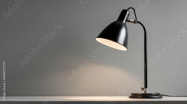 Fototapeta a modern desk lamp with a sleek design casting light on a white isolated background, minimalist and stylish design