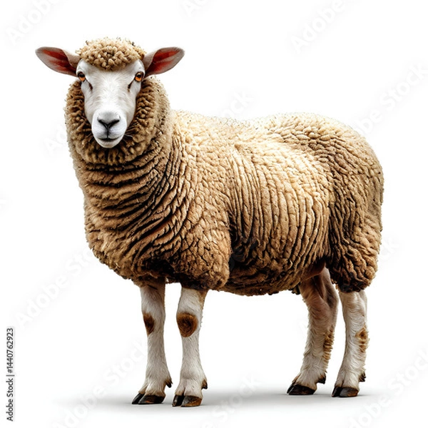 Fototapeta sheep livestock close-up on white background