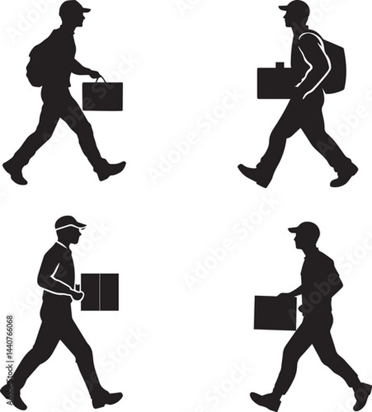 Fototapeta Delivery Person Carrying Package vector