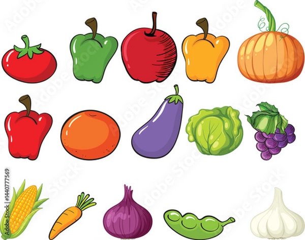 Fototapeta vegetables on a white background