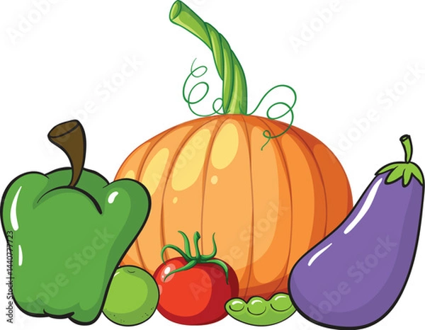 Fototapeta vegetables on a white background
