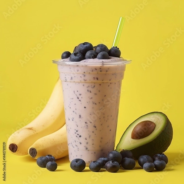Obraz avocado banana blueberry smoothie