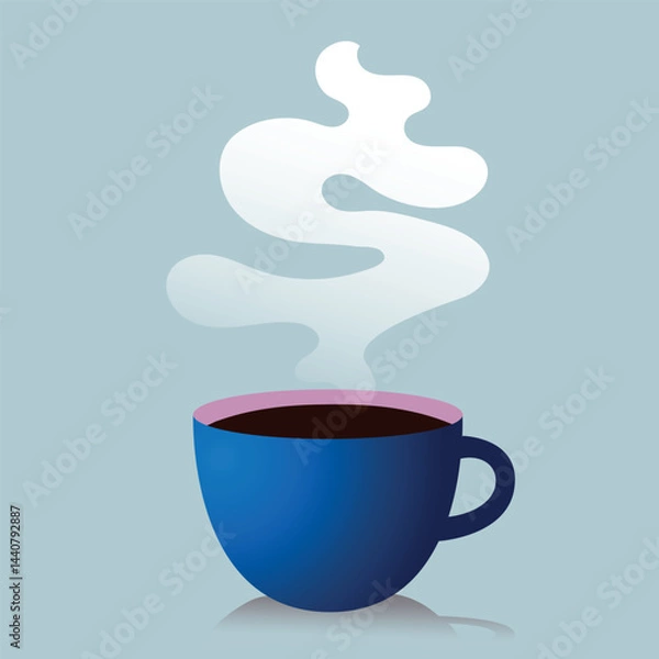 Obraz Coffee Cup with Smoke. Hand-Drawn Vector Set. Minimal Coffee Mug Background Templates for Invitations, Cards, Banners, Brochures, Posters, Covers, Cafe Menus, or Other Designs. EPS 10.