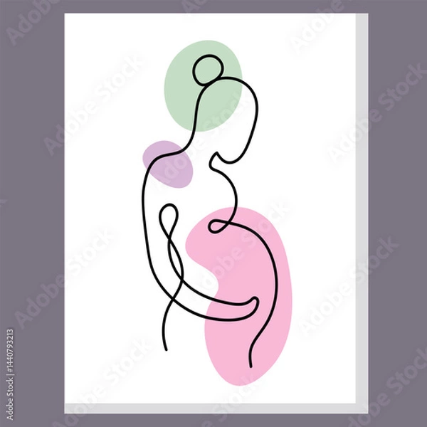 Obraz Set of greeting cards for mom: pregnant woman. Perfect for celebrating the arrival of a baby or a baby shower. The illustrations convey an atmosphere of joy and love. Vector illustration, EPS 10.