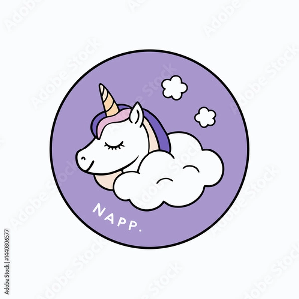Fototapeta vector illustration of a unicorn sleepy time