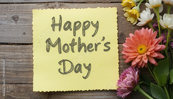 Fototapeta Happy mother's day written on sticky note
