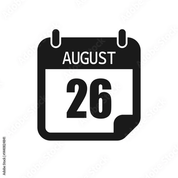 Fototapeta Vector icon page day calendar - 26 August month