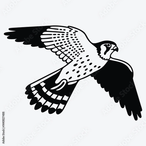 Fototapeta American Kestrel silhouette white background illustration, Generative Ai